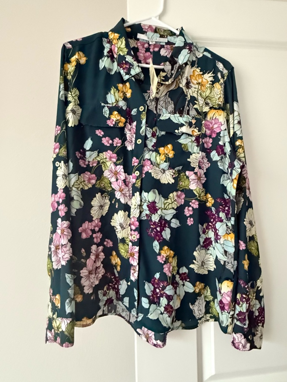 Guess Dark Teal Floral Button-Down Shirt - Picture 8 of 8